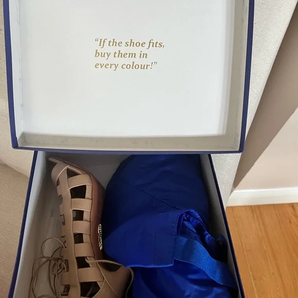 Aquazzura Amazon 105 Leather Lace up Nude Sandal - Picture 4 of 6